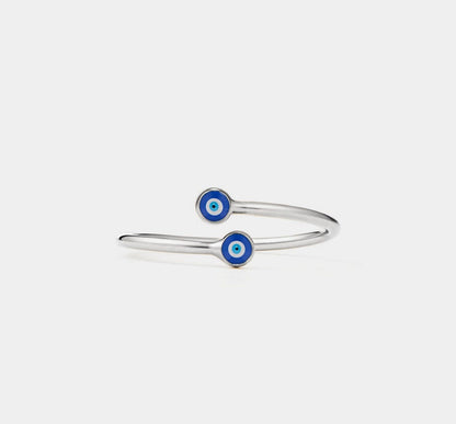 Personalized Evil Eye Stacking Ring in Silver