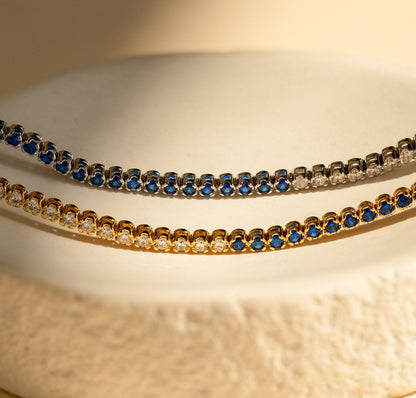 Customized Blue Diamond Tennis Bracelet