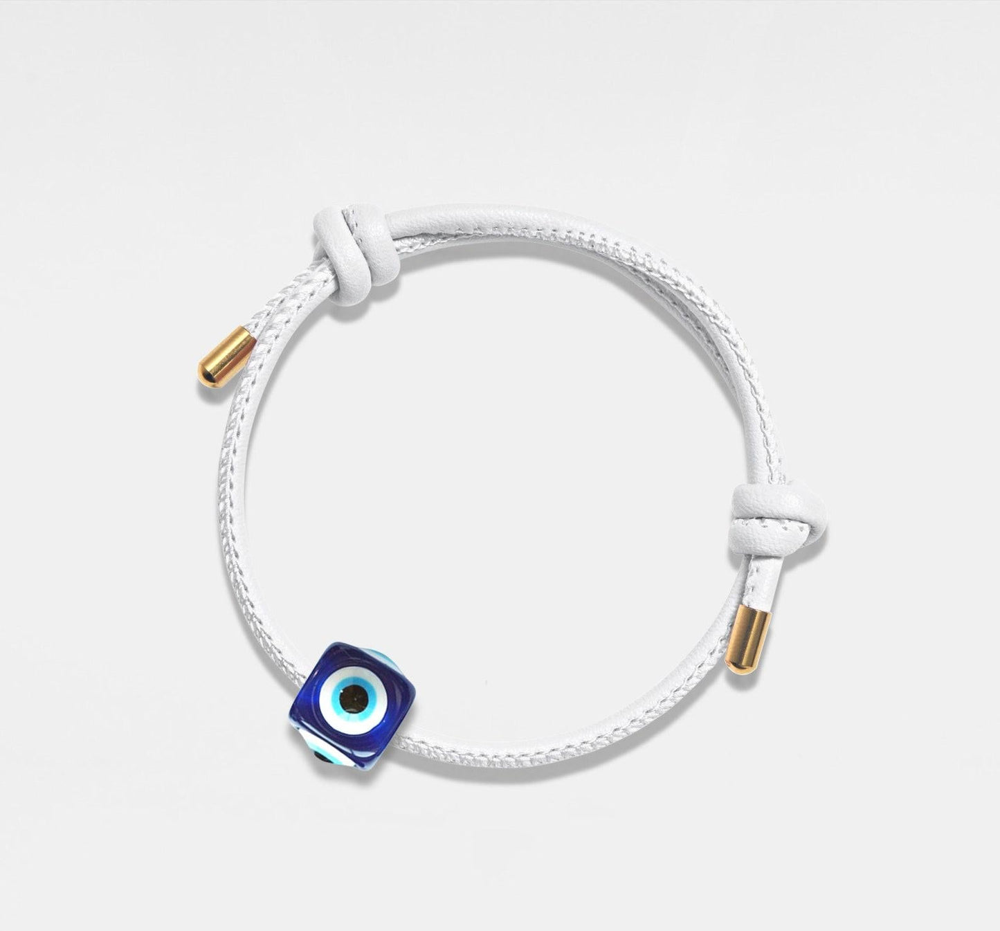 Personalized Blue Evil Eye Leather Bracelet