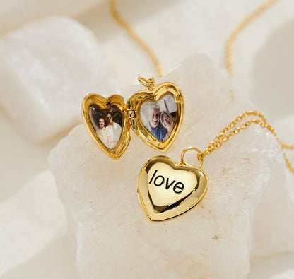 Customized Heart Locket Necklace in 18K Gold