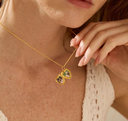 Customized Heart Locket Necklace in 18K Gold