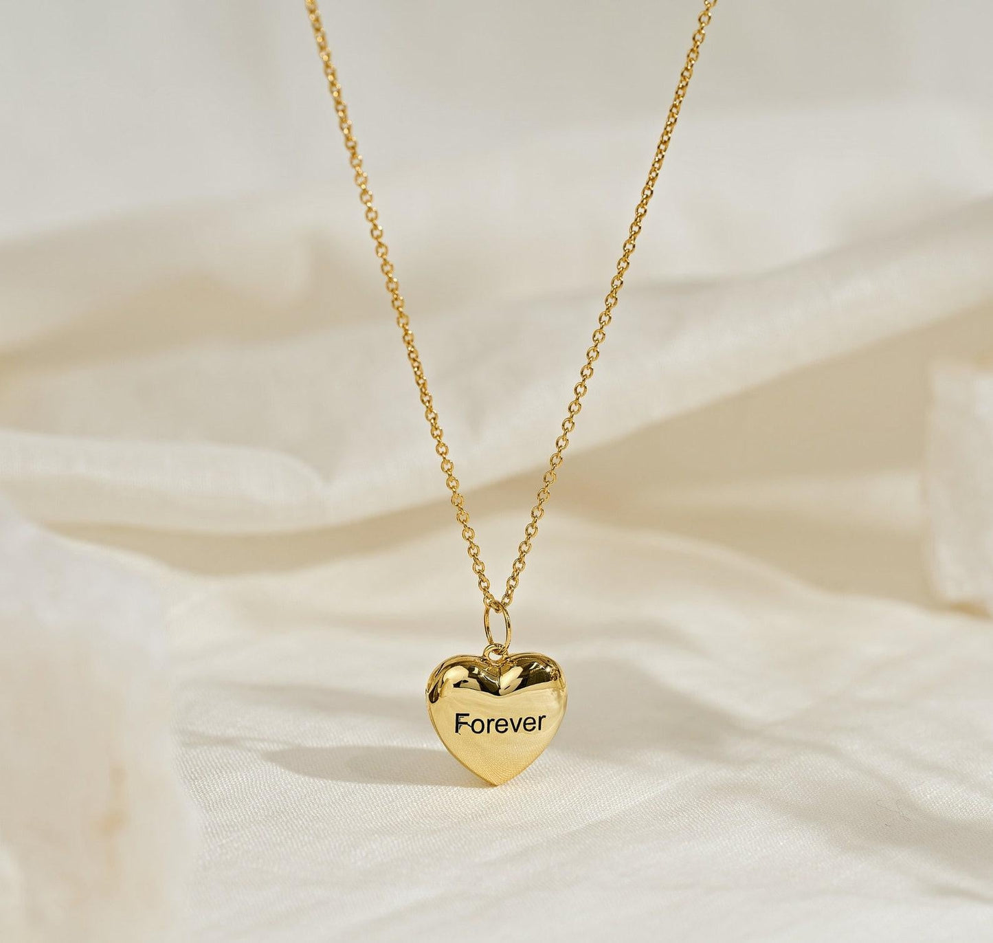 Customized Heart Locket Necklace in 18K Gold