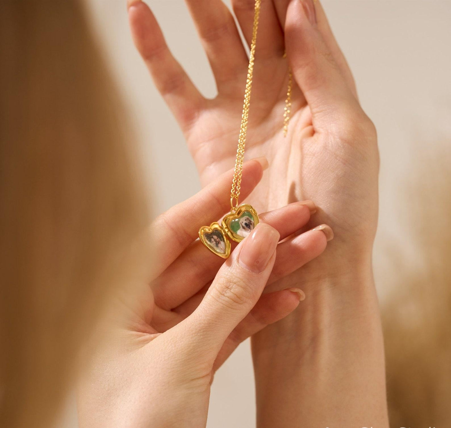 Customized Heart Locket Necklace in 18K Gold