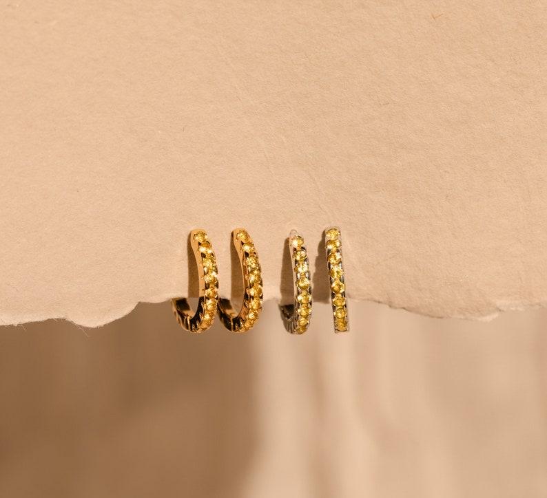 Citrine Pavé Huggie Earrings in Minimalist Style