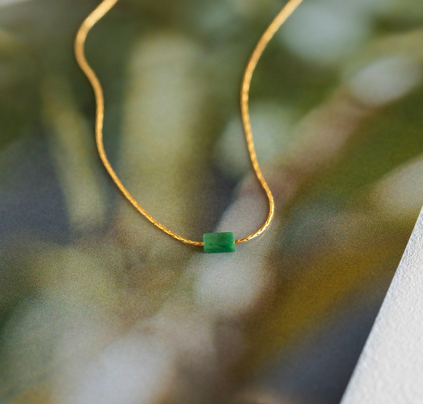 Customized Dainty Jade Necklace in Green Gemstone