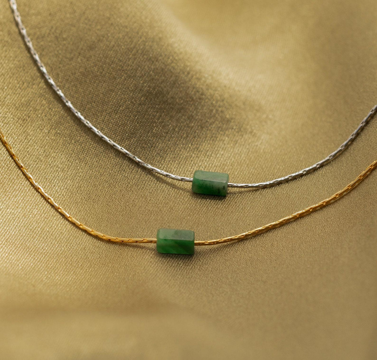 Customized Dainty Jade Necklace in Green Gemstone