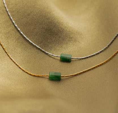 Customized Dainty Jade Necklace in Green Gemstone