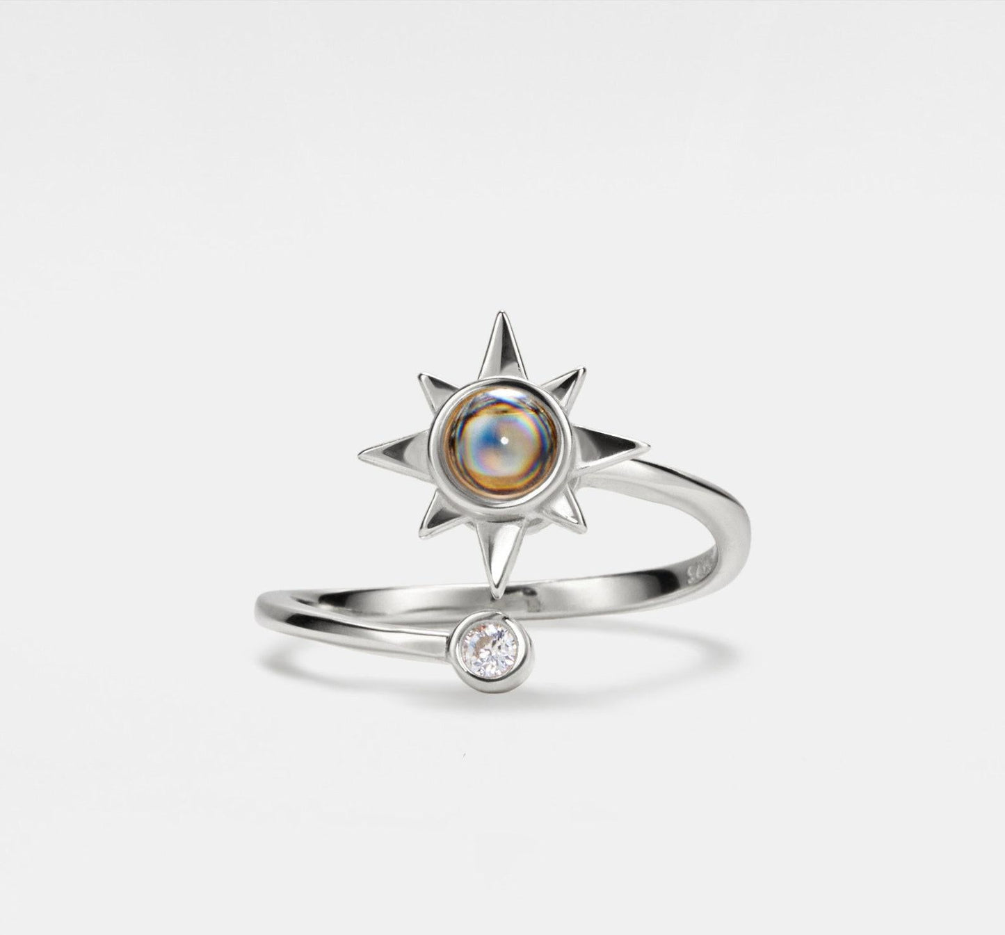 Personalized Sterling Silver Star Projection Ring