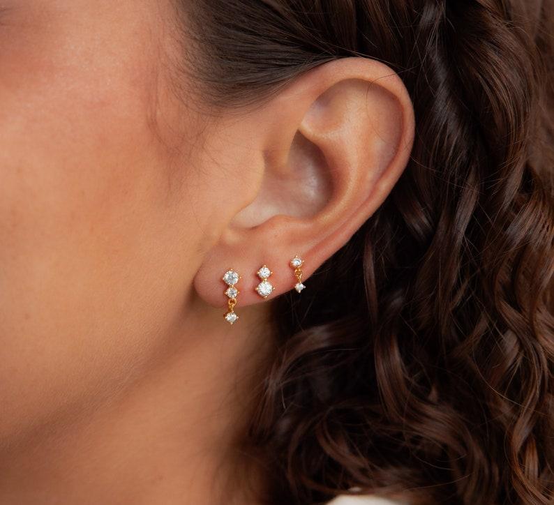 Mismatched Diamond Drop Stud Earrings Set