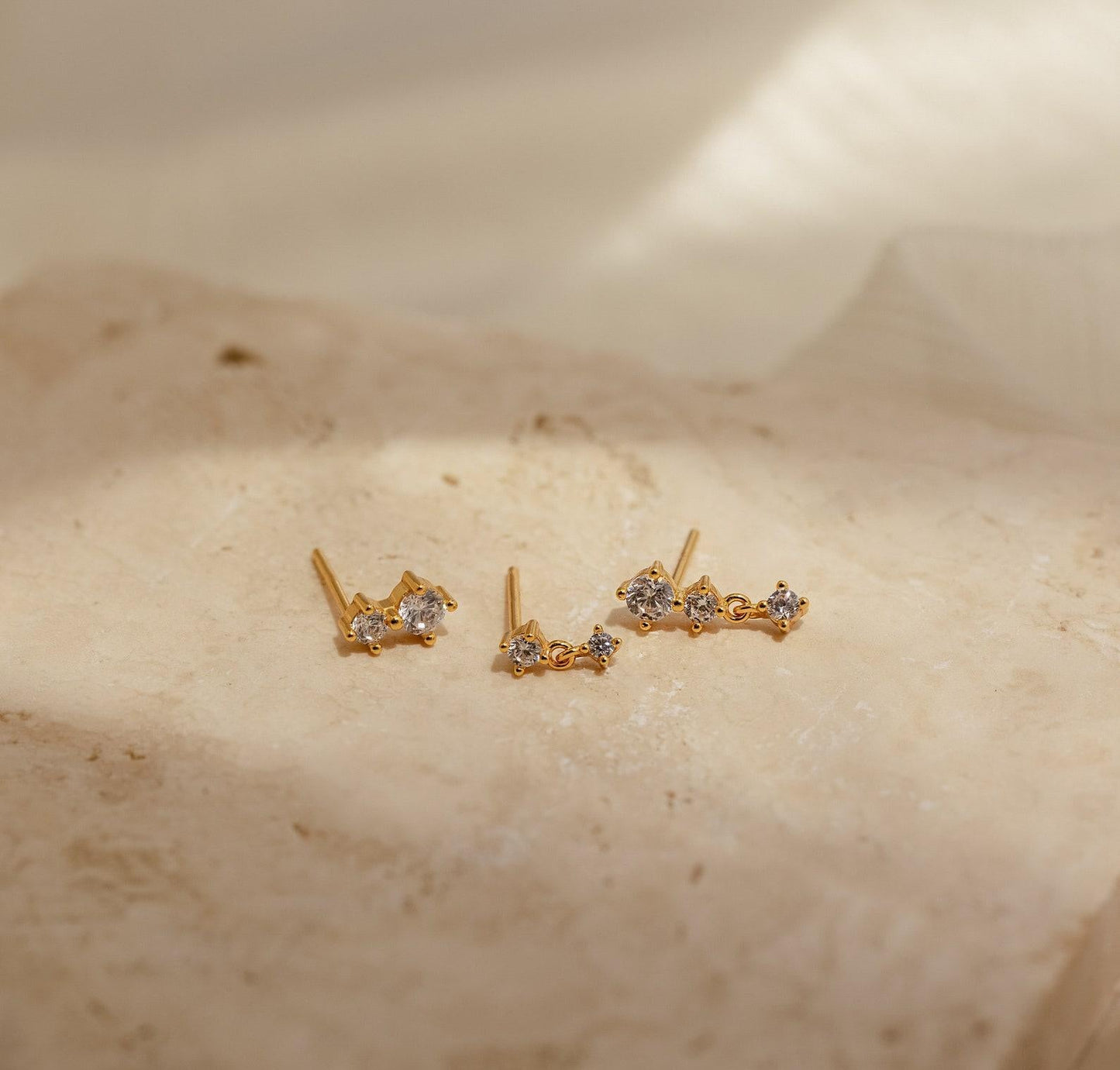 Mismatched Diamond Drop Stud Earrings Set