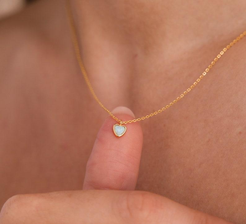 Personalized Opal Heart Necklace