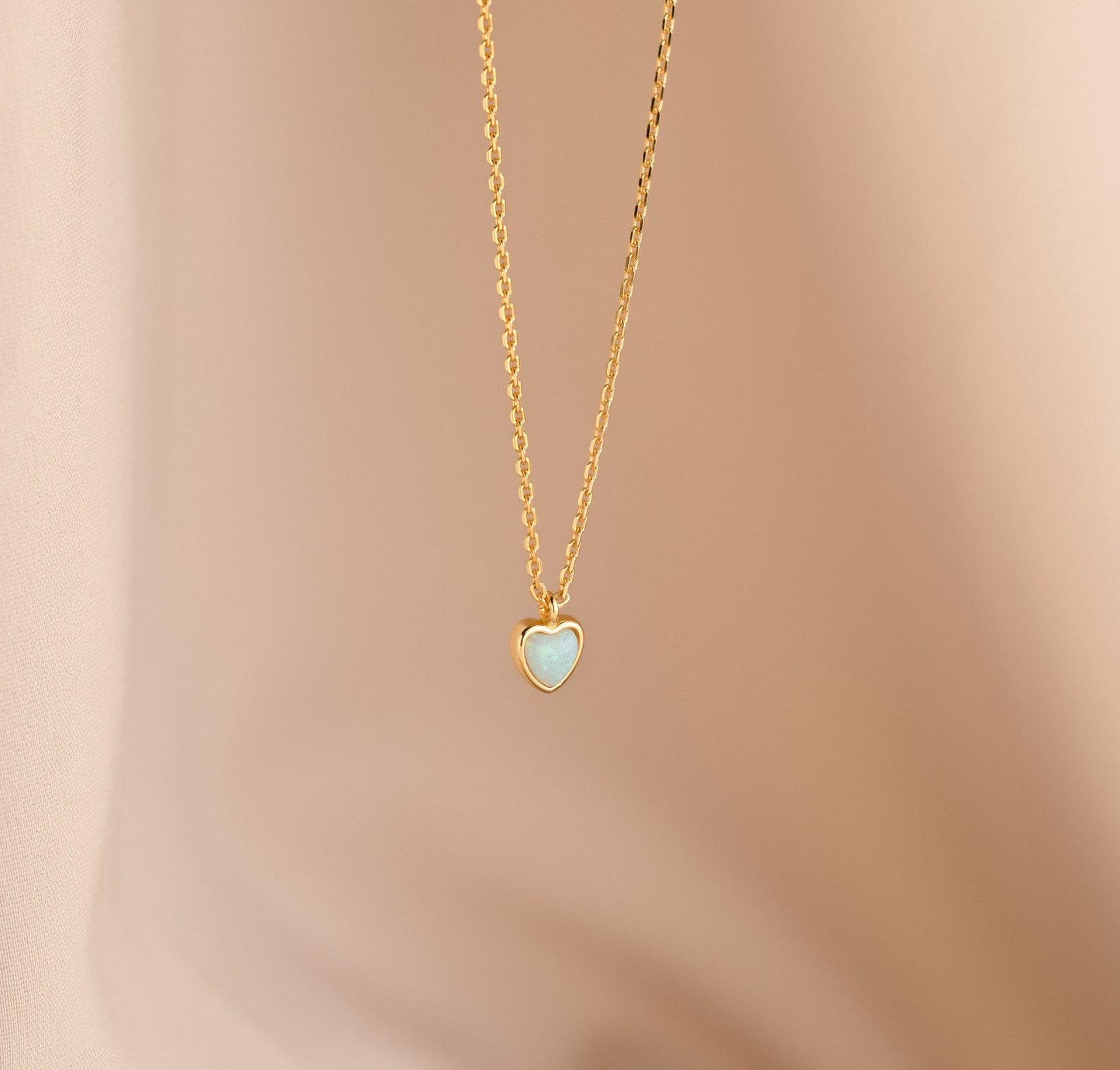 Personalized Opal Heart Necklace