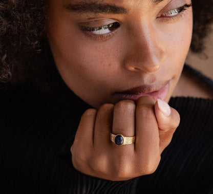 Personalized Vintage Black Signet Ring