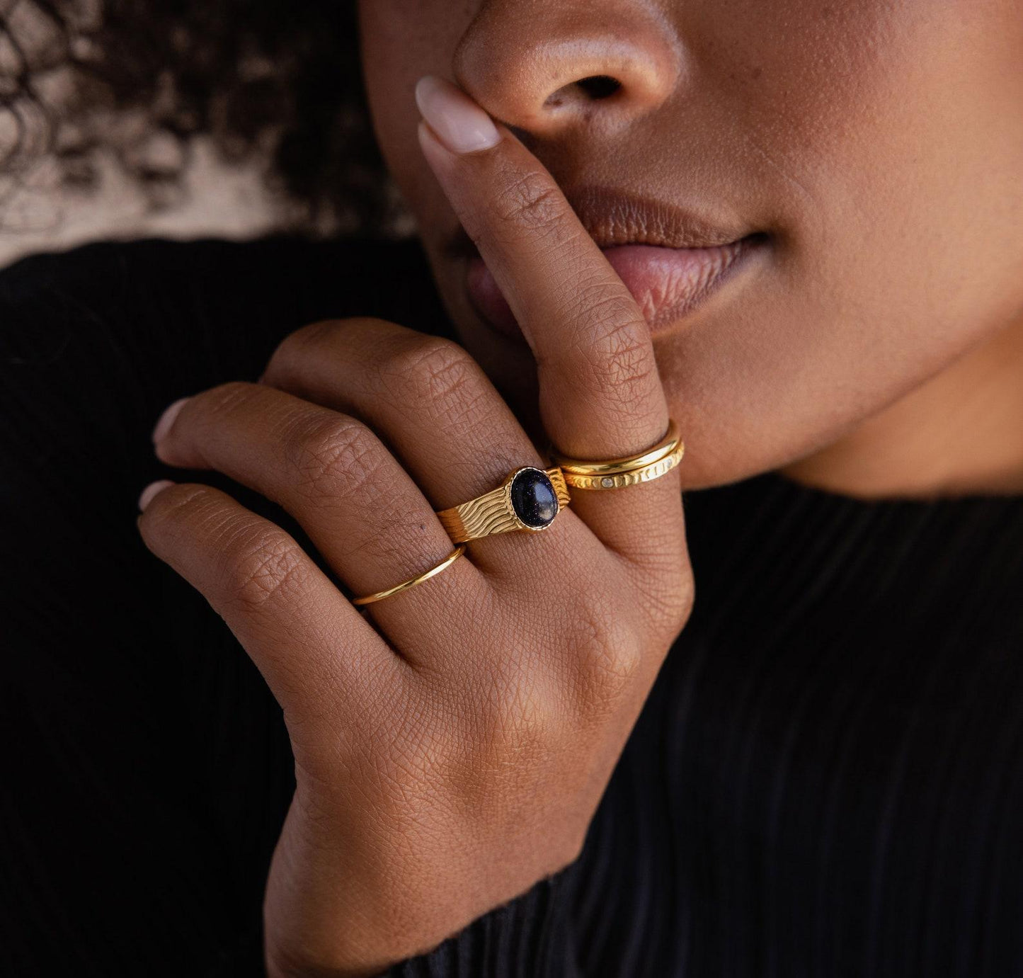 Personalized Vintage Black Signet Ring