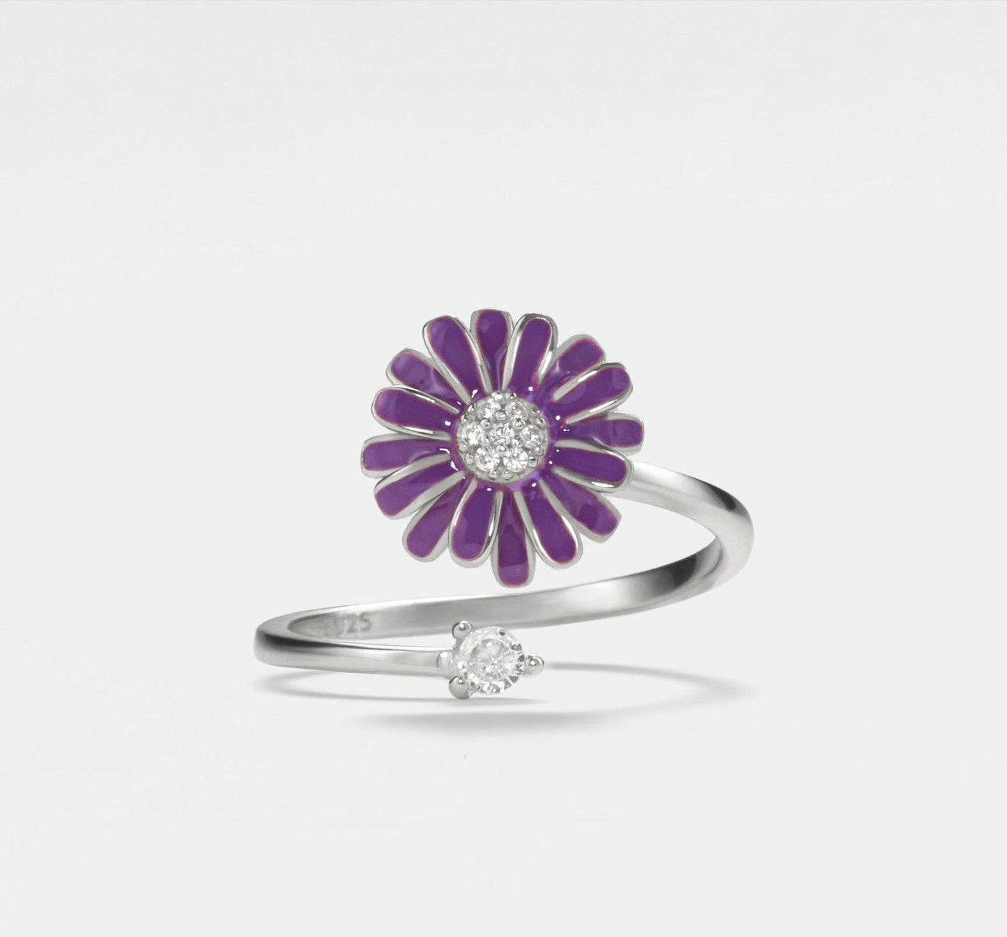 Personalized Purple Flower Fidget Spinner Ring