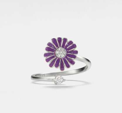 Personalized Purple Flower Fidget Spinner Ring