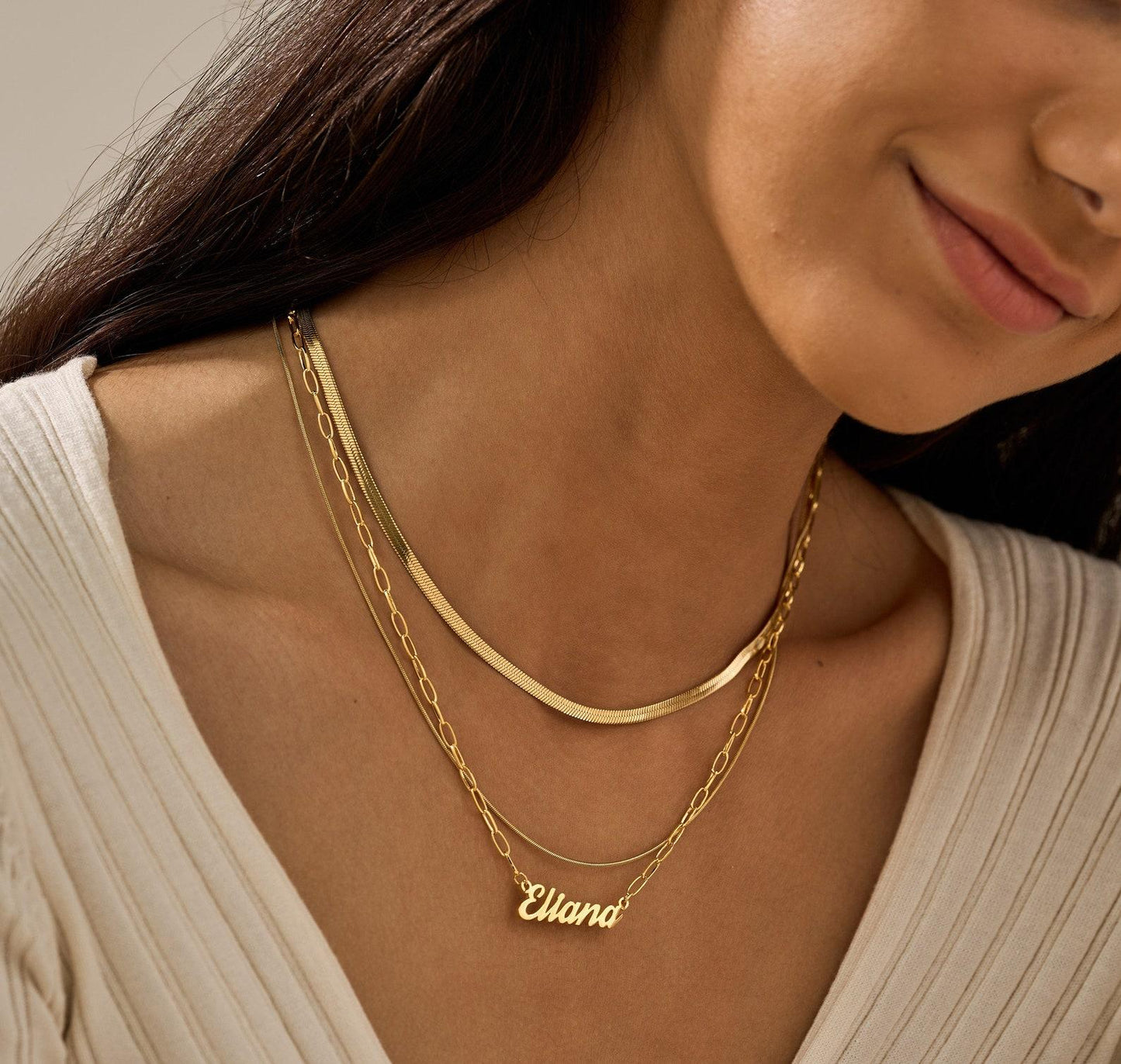 Custom Gold Name Necklace with Paperclip Chain