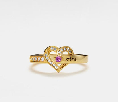 Personalized Birthstone Heart Promise Ring