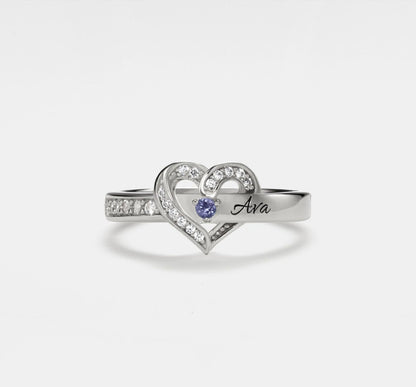 Personalized Birthstone Heart Promise Ring