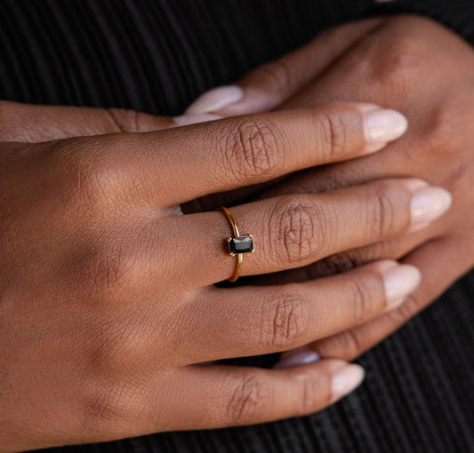 Personalized Black Onyx Vintage Ring