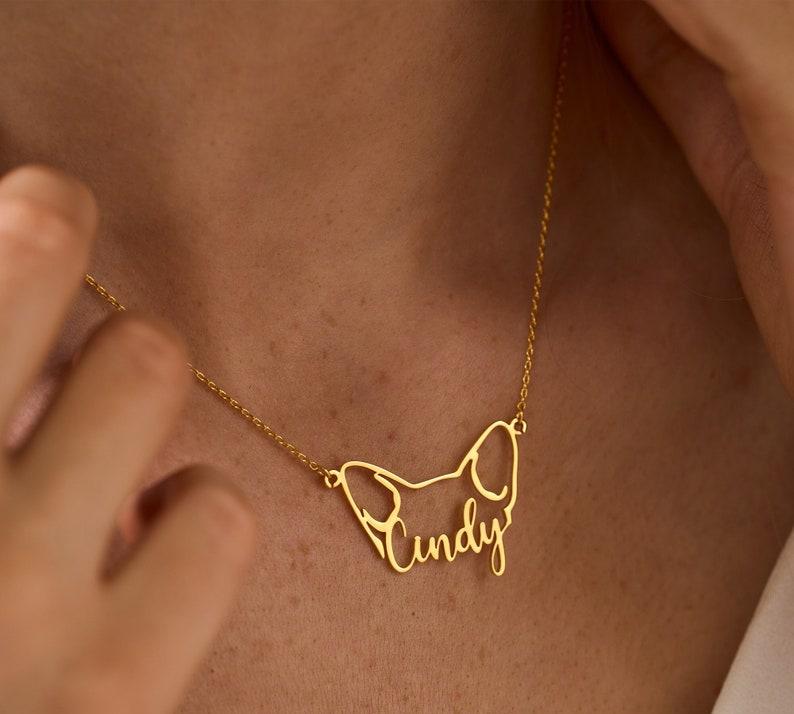 Personalized Gold Dog Ear Necklace