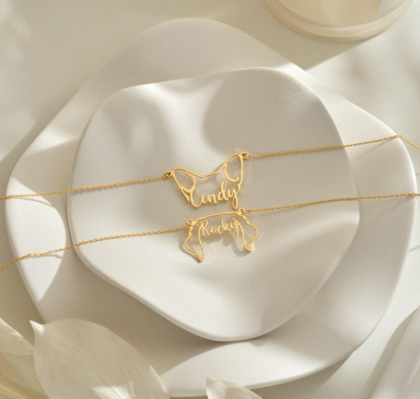 Personalized Dog Name Necklace in Gold