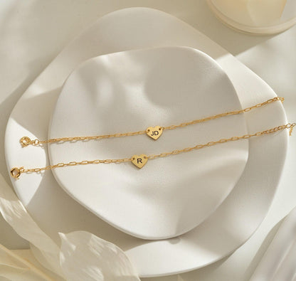 Custom Engraved Heart Bracelet in 18K Gold