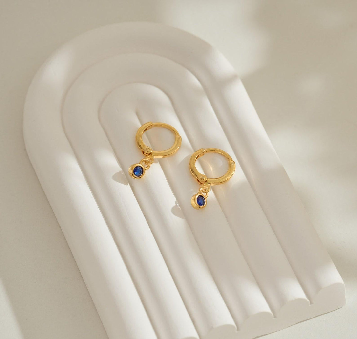 Minimalist Birthstone Silver Hoop Earrings