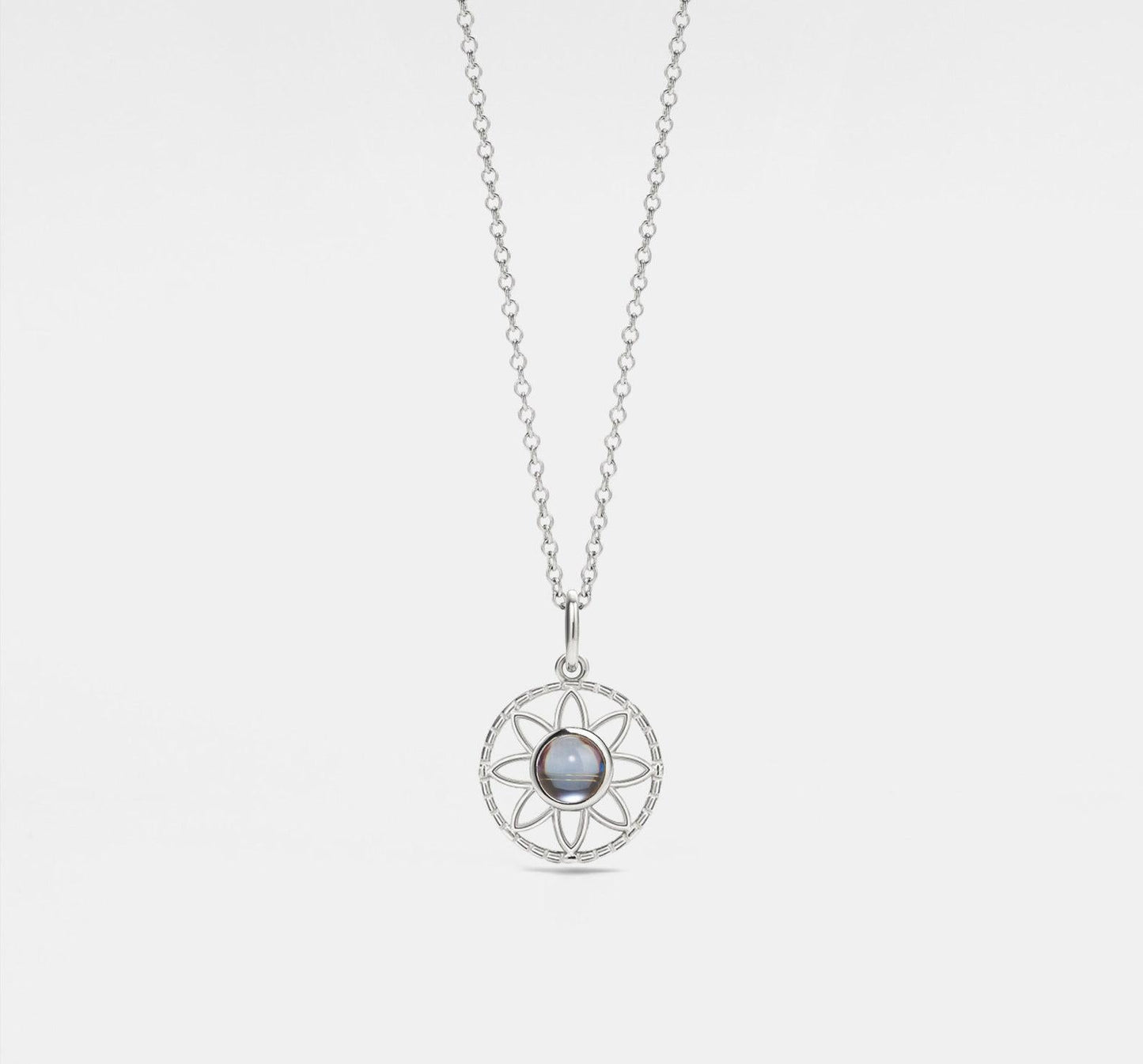 Personalized Daisy Photo Necklace in Silver