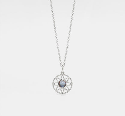 Personalized Daisy Photo Necklace in Silver