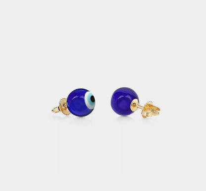 Turkish Evil Eye Stud Earrings in Sterling Silver