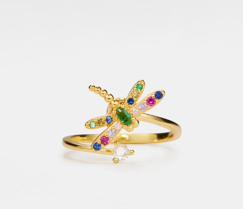 Gold Dragonfly Fidget Spinner Ring