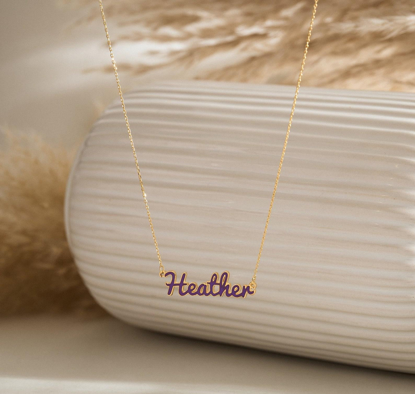 Personalized Colorful Name Necklace in Gold