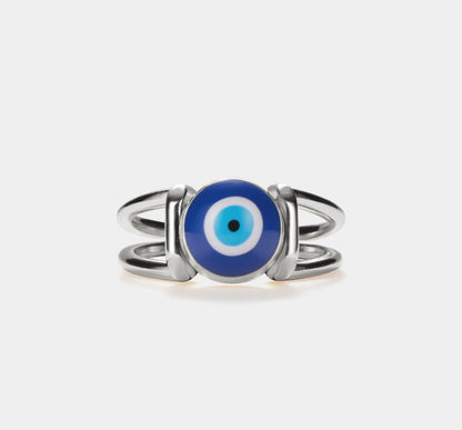 Turkish Blue Eye Gold Stacking Ring