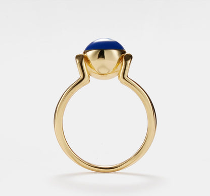 Turkish Blue Eye Gold Stacking Ring