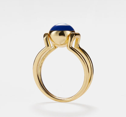 Turkish Blue Eye Gold Stacking Ring