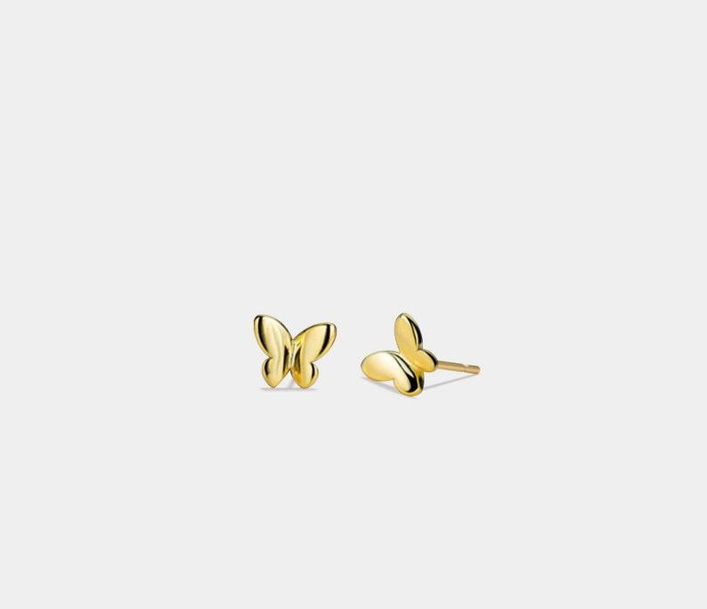 Tiny Gold Butterfly Stud Earrings in Silver