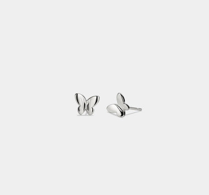 Tiny Gold Butterfly Stud Earrings in Silver