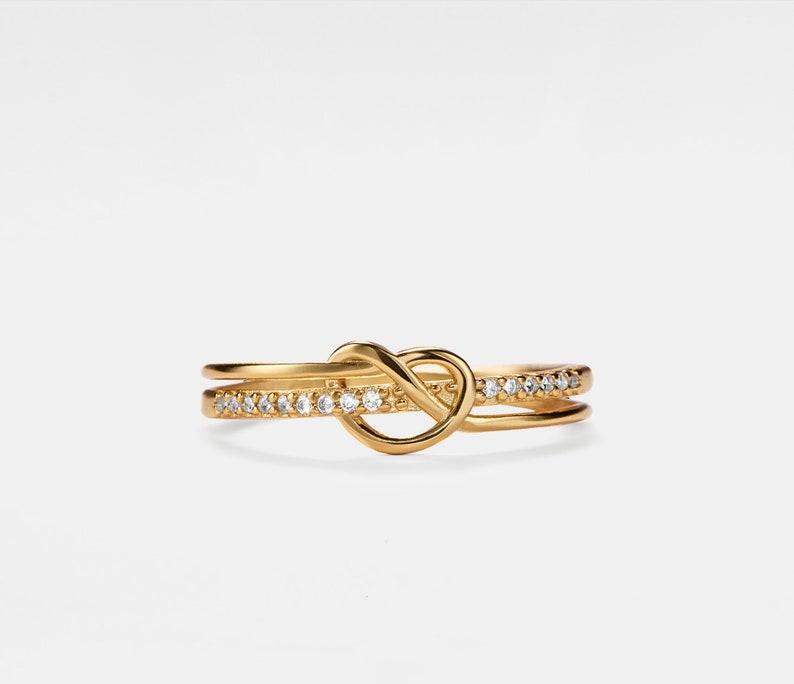 Personalized Gold Knot Stacking Ring