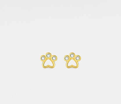 Dainty Heart Paw Stud Earrings in Gold and Silver