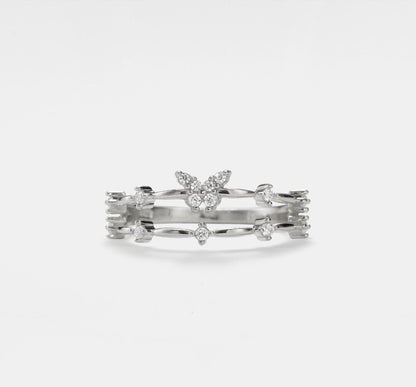 Dainty Butterfly Stacking Ring in Gold and Silver