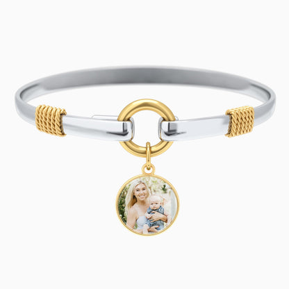 Custom Photo Two-Tone Charm Bracelet