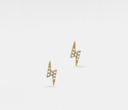 Dainty Gold Lightning Bolt Stud Earrings