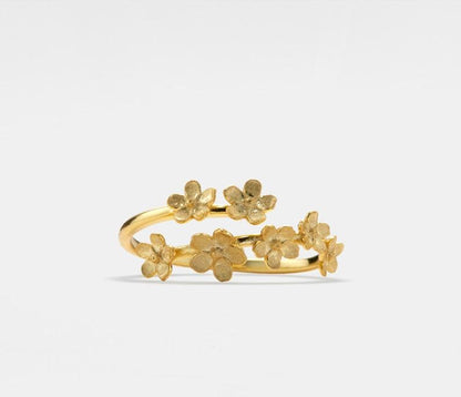 Gold Sakura Bypass Ring in Silver