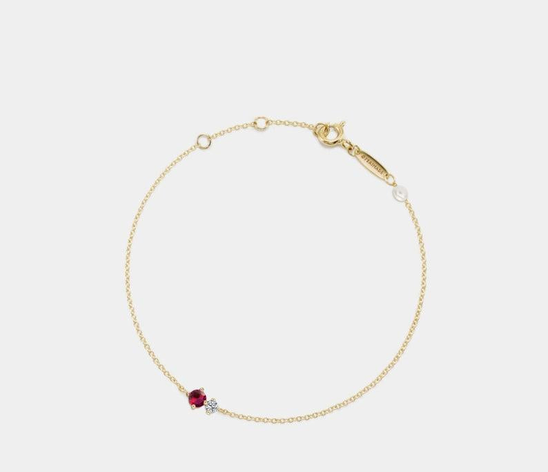 Custom Gold Birthstone Pearl Bracelet