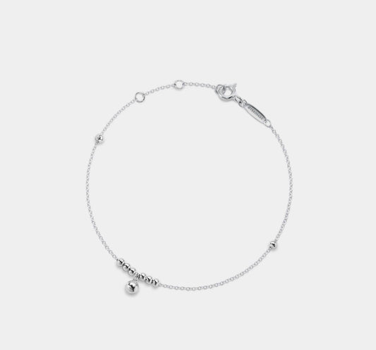 Dainty Gold Bell Bead Anklet in Silver