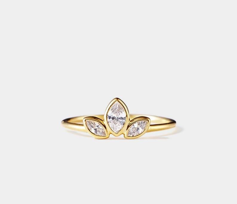 Gold Three Leaf Clover Ring in Silver