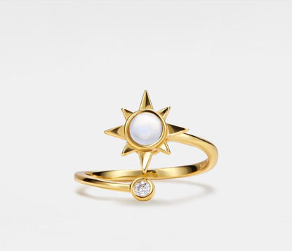 Opal Star Fidget Spinner Ring in Sterling Silver