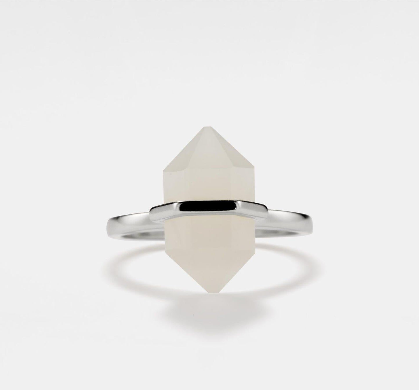 Natural Hexagon Moonstone Sterling Silver Ring