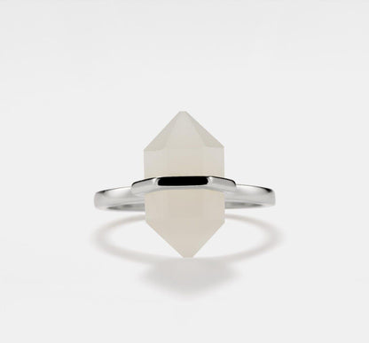 Natural Hexagon Moonstone Sterling Silver Ring